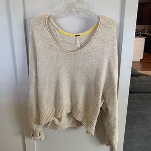 Women’s free people beige scoop neck knit sweater